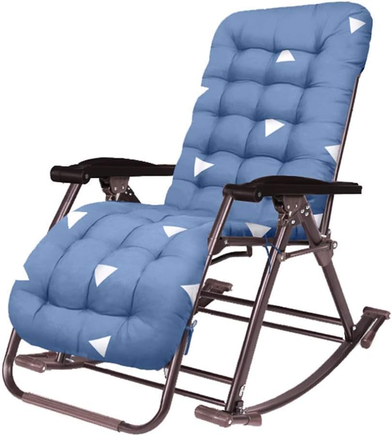 Portable Chair Rocking Chair Sun Loungers,Patio Deck Chair Reclining Garden Chair - Friendly Cotton Pad Outdoor Portable Recliners Chair - Support 440lbs