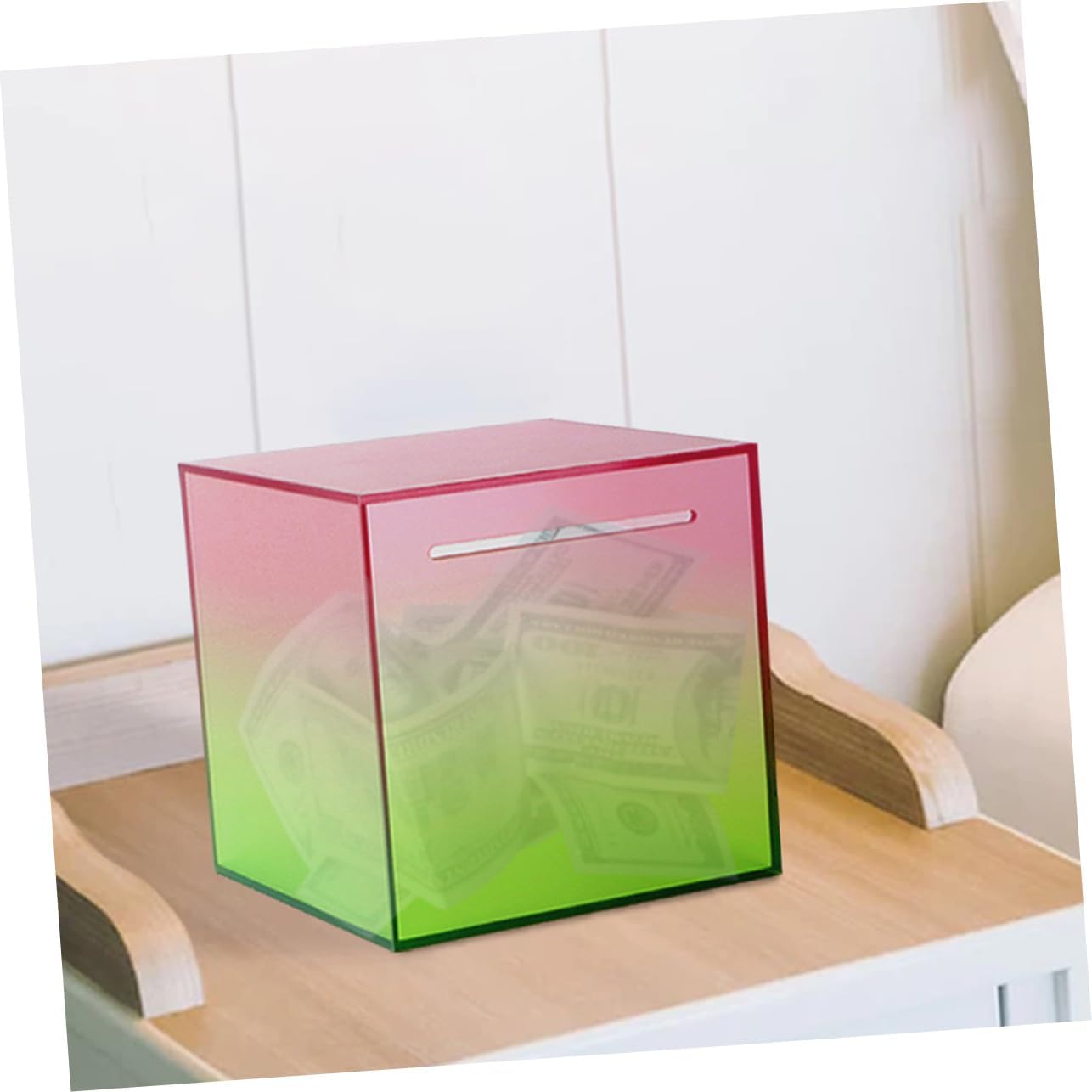 Acrylic Money Saver Box Piggy Bank Jar for Boys and Girls Adults Cash Storage Cube
