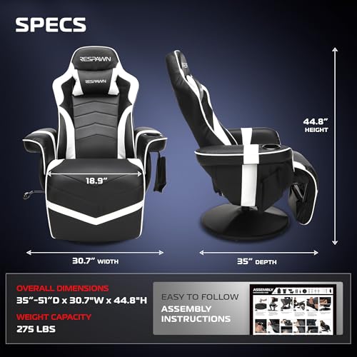 Image of RESPAWN 900 Gaming Recliner Chair with Footrest, Cup Holder and Swivel