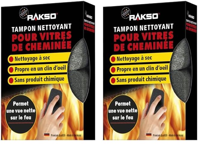 RAKSO Limpiador de Cristales para Chimeneas - Limpiacristales Potente para Hollín y Grasa, Ideal para Limpiar Vidrios y Hornos (Paquete de 2)