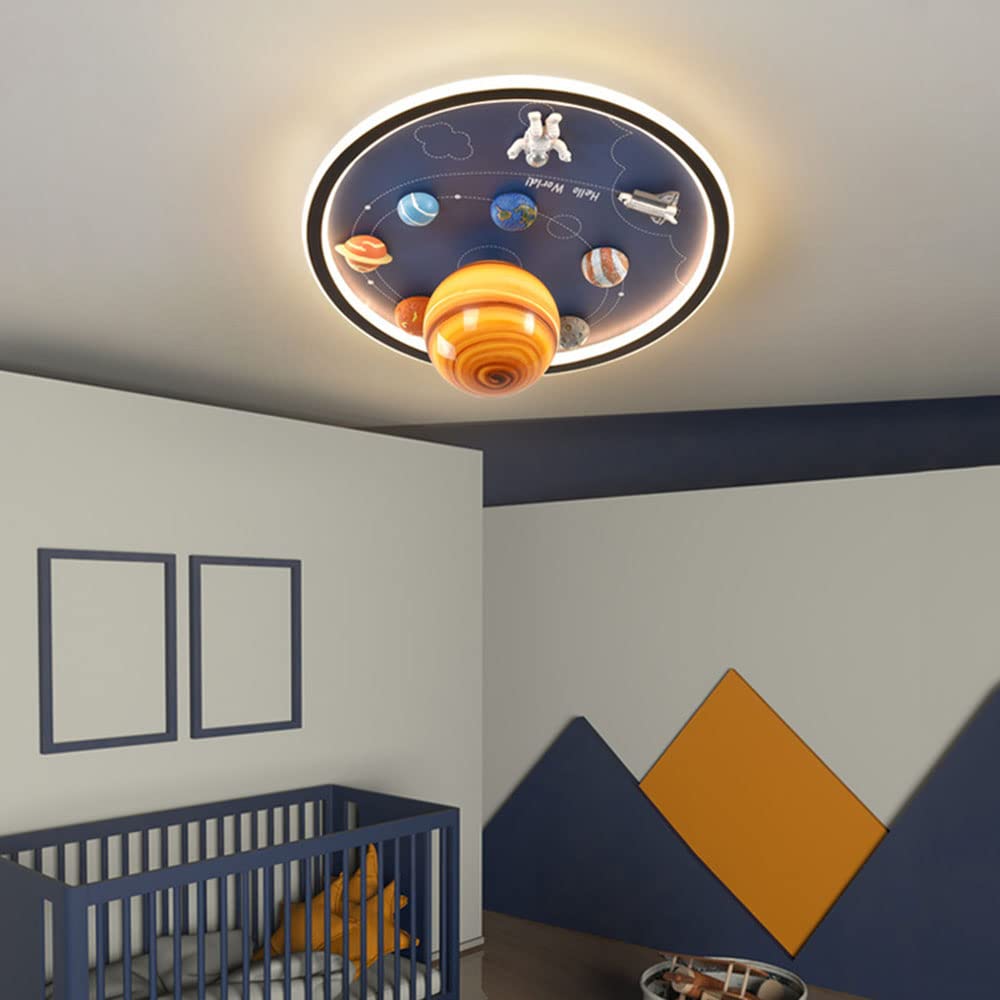 LED Planet Licht Deckenleuchte für Kinder Kreative Junge Mädchen Deckenlampe Dimmbar Mit Fernbedienung Modern Astronauten Kinderzimmerlamp Augenschutz Babylampe Zubehör für magnetische Planeten (50cm)