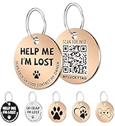 MYLUCKYTAG Stainless Steel QR Code Pet ID Tags Dog Tags - Pet Online Profile - Scan QR Receive In...