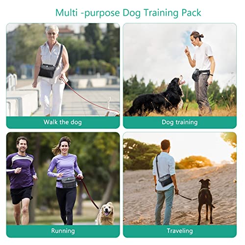 Oria Dog Treat Training Pouch, Pet Out Training Belt Bag, Magnetic Closure Dog Food Bag, Dog Food Bag With Removable Inner Pocket, Built-In Poop Bag Dispenser, Dog Training Bag, Gray #TOP6