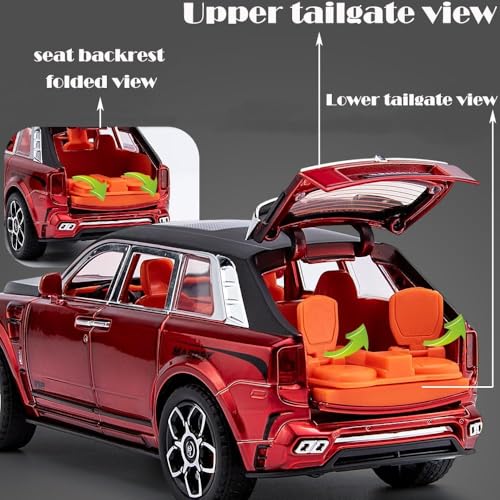 Image of 1:32 Rolls Royce Cullinan Diecast Model Car, Luxury SUV Toy with Openable Doors, Pull Back Action, Lights & Sound - Collectible Gift for Kids & Adults (Red)