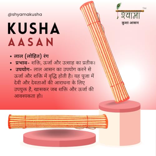 Image of SHYAMA KUSHA AASAN (Kusha Grass and Wool Aasan for Puja, Meditaion & Japa 60 * 60 CM With Cover) (RED)