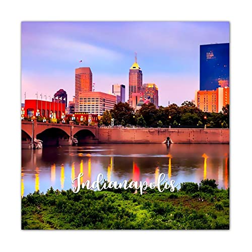 Skyline Indianapolis paysage urbain vintage pour décoration murale chambre en bois