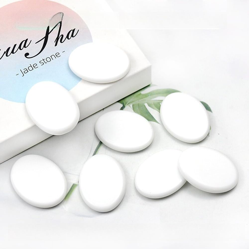 Sponsored Ad - 8Pcs Small White Ceramic Cold Stone Hot Massage Stones Rock Spa Massagers Stones for Women&Men 1.18 * 1.56in
