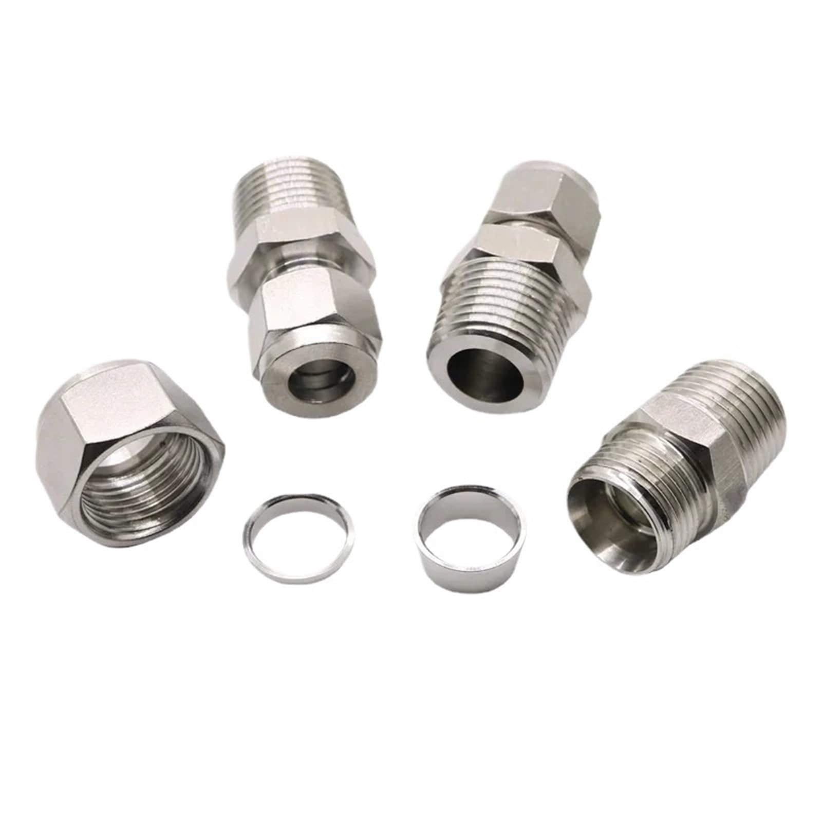 1pcs Stainless Steel Pipe and Fitting 304 SS Pipe Fitting Tube DSJ-M,YDF-LOK,LOK-Fittings Ferrule Connector(9.53mm OD Tube,1/4")