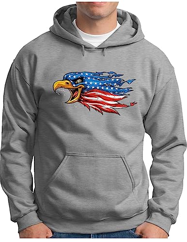 Sweat à capuche pour homme motif aigle américain drapeau OM3 III