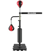 Punching Bag with Stand,Freestanding Boxing Bag 360 Spinning Bar with 2 Reflex Speed Balls,Height Adjustable Speed Bag for Teens & Adults,Home Gym Training Target