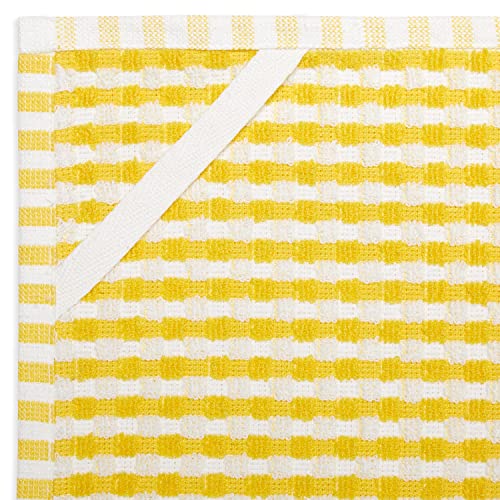 Cackleberry Home Gingham Check Terrycloth Kitchen Dish Towel Absorbent Large 18 X 28 Inches With Hanging Loop, Set Of 4 (Lemon Yellow) #TOP2