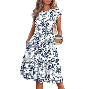 WIHOLL Summer Dresses for Women 2026 Cap Sleeve Casual Sundresses Floral Tiered Swing Fashion Beach Vacation Dress