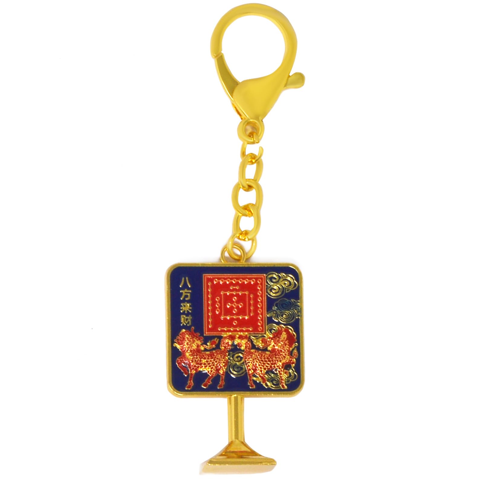 Feng Shui Ho Tu Enhancing Mirror Kylin/Unicorn Amulet Keychain Gift