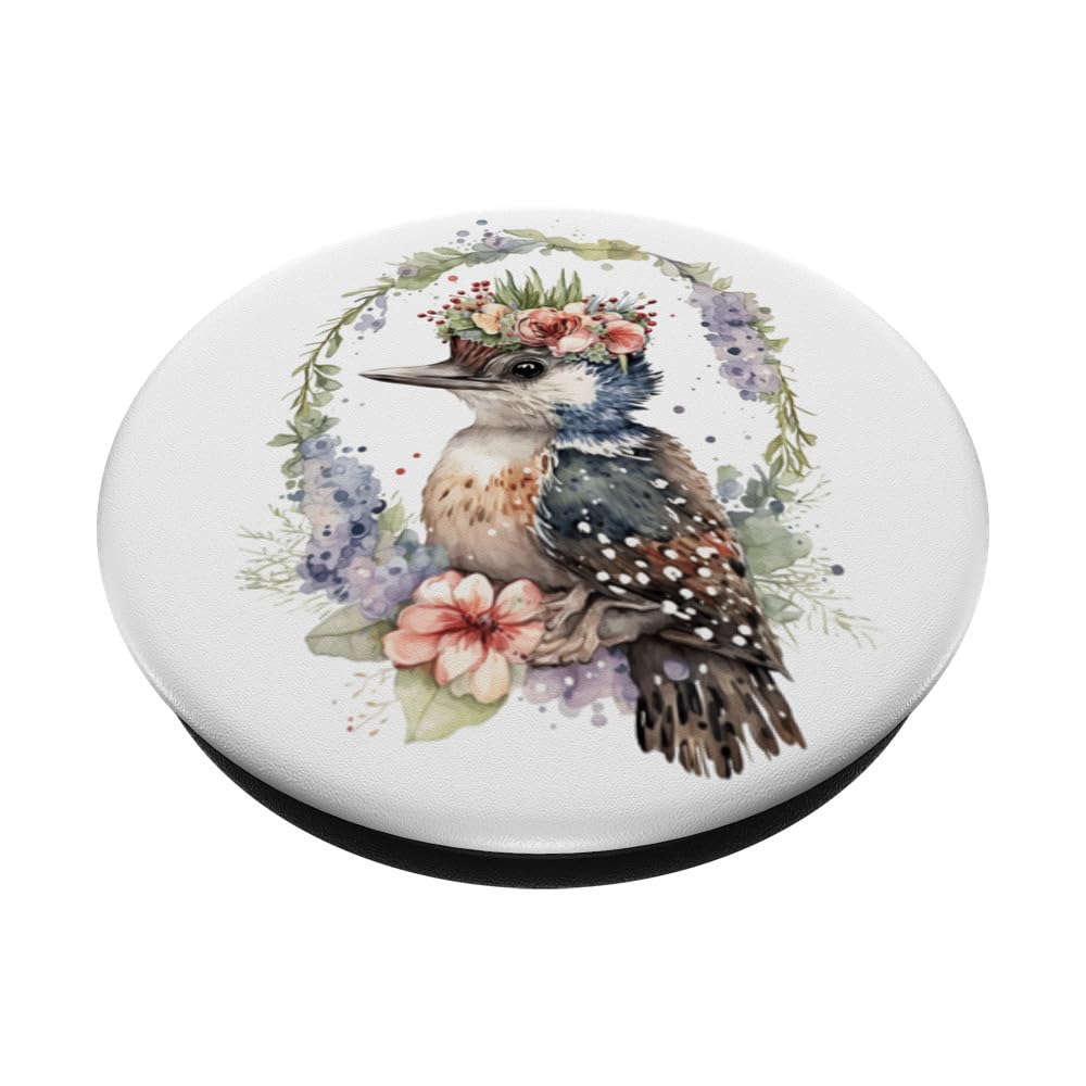 Boho Bird Woodland Animal Floral PopSockets Swappable PopGrip, Black - Image 2