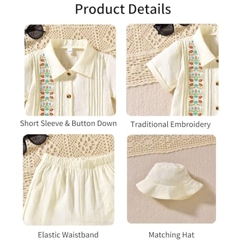 Image of HIHA Toddler Boys Mexican Embroidered Short Set 2-7 Years