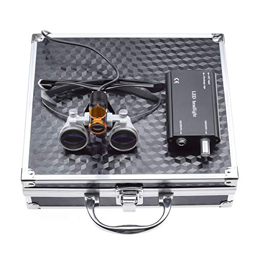 NSKI 2.5X Binocular Loupes Magnifying Glasses 5W LED Head Lamp Belt Clip Type with Filter Aluminum Box Black 1 product thumbnail 10