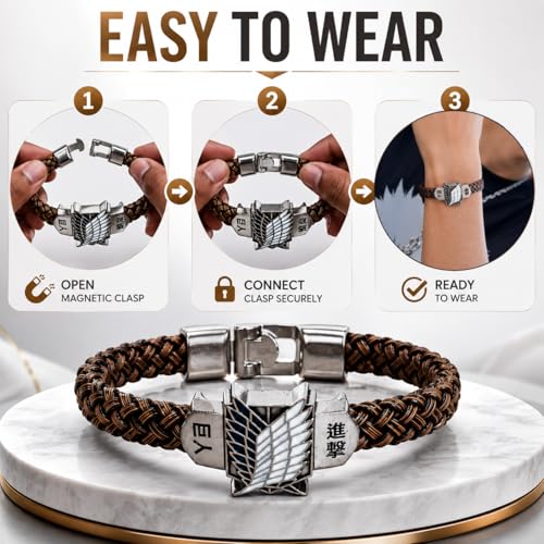 Image of Street27 Anime-Inspired Cosplay Bracelet | Faux Leather & Alloy Wristband for Costume, Events & Collectible Use - Black (1 Piece)