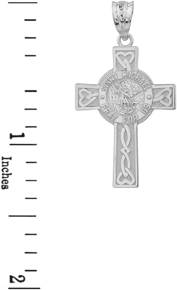 Claddagh Gold Sterling Silver Saint Michael Pray For Us Celtic Cross Necklace