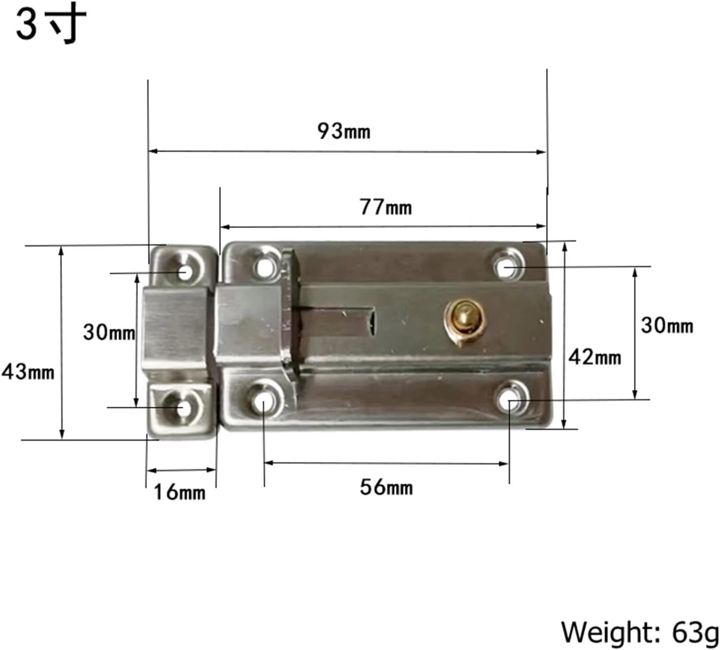 Automatic Spring Door Bolts Latch Stainless Steel Bathroom Old-Fashioned Wooden Door Thickening Lock Buckle Hardware 1Pcs(3 inch-Stainless)
