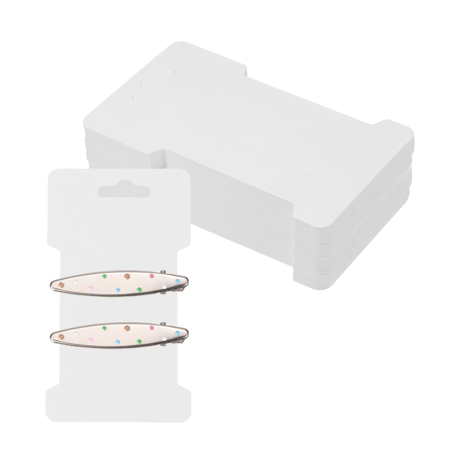 PATIKIL 100Pcs Hair Clip Display Cards, 4.5"x2.6" Kraft Paper Hair Bow Clips Holder Card Rectangle Cardboard for Barrette Headband Jewelry Storage Organizing Selling, White