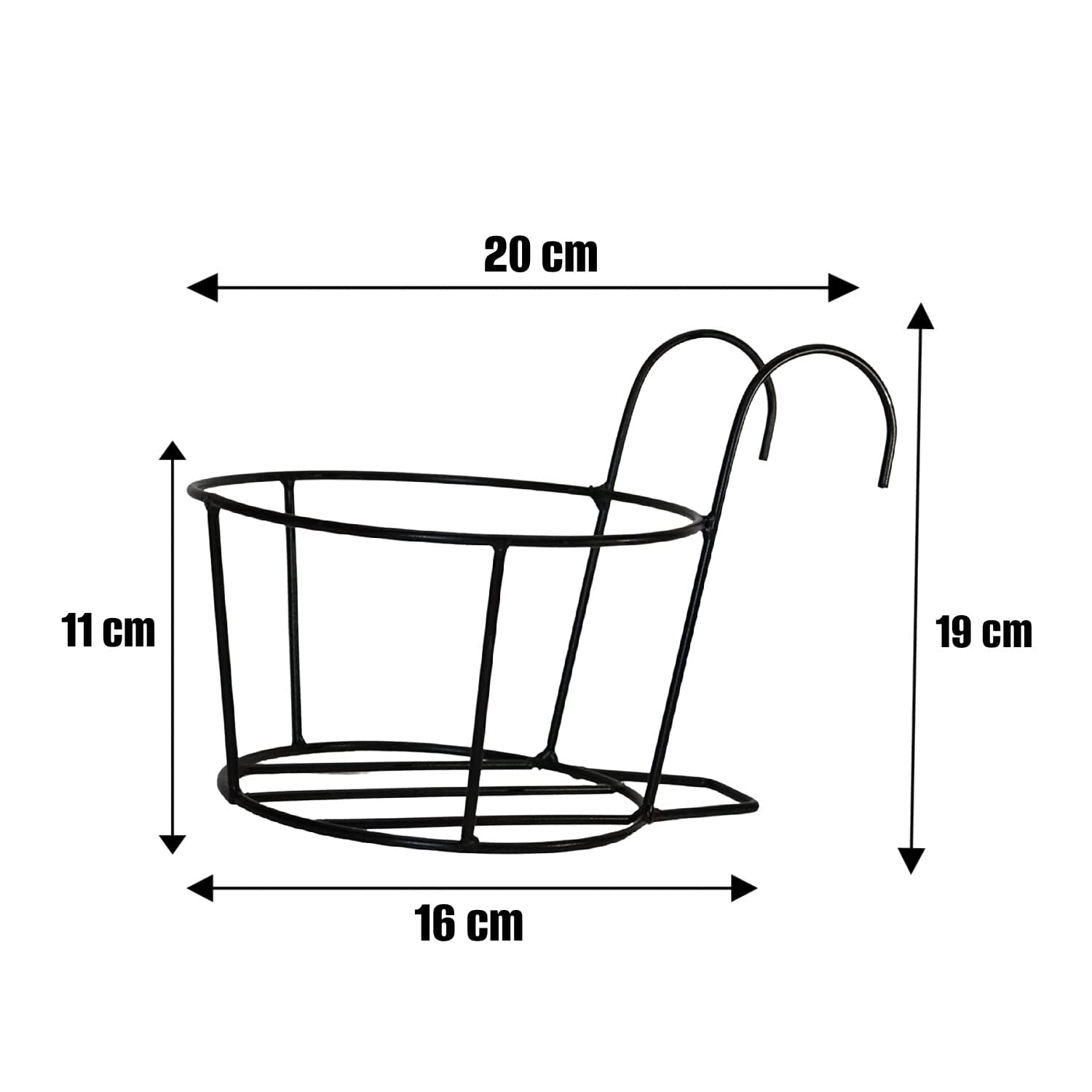 NAYRA Metal Black Color Hanging Flower/Plants Pot Holder Railing Potted Plant Stand for Home Balcony Décorand Garden, Black Set of 2 - Image 2 thumbnail