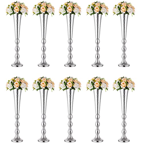 Vase trompette argenté de 61 cm pour centre de table de mariage - 2