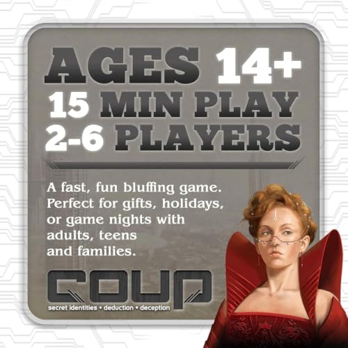 Image of Awestuffs Cooup Card Game | Fast Bluffing and Social Deduction Strategy | Hidden Roles, Deception, and Player Interaction | Quick 15-Minute Game for 2-6 Players | Adults, Teens, Families