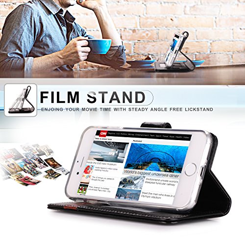 Fyy Designed For Iphone Se Case 2022 (3Rd Gen) / Iphone Se Case 2020 (2Nd Gen) / Iphone 7 Case/Iphone 8 Case, Luxury Pu Leather Wallet Phone Case With Card Holder Flip Kickstand Cover Black #TOP3