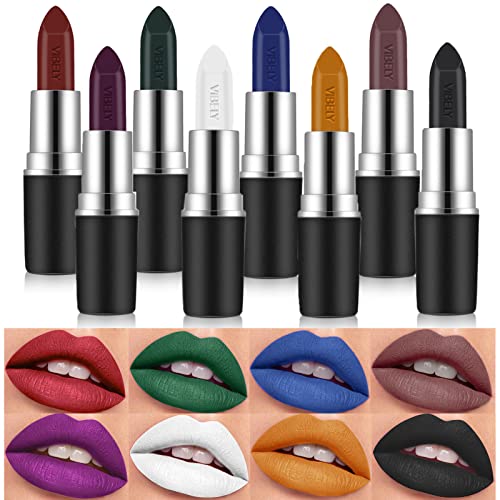 LuckNest Lippenstiftset, 8 kleuren, glanzend, gemakkelijk te dragen, lippenstift, mat, duurzaam, waterbestendig, lippenstift, zeer gepigmenteerd, cadeau voor dames