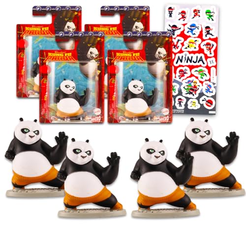 DreamWorks Kung Fu Panda Party Favors - 4 Pc Bundle with Po Action Figures for Kids, Adults, and More | Kung Fu Panda Party Supplies