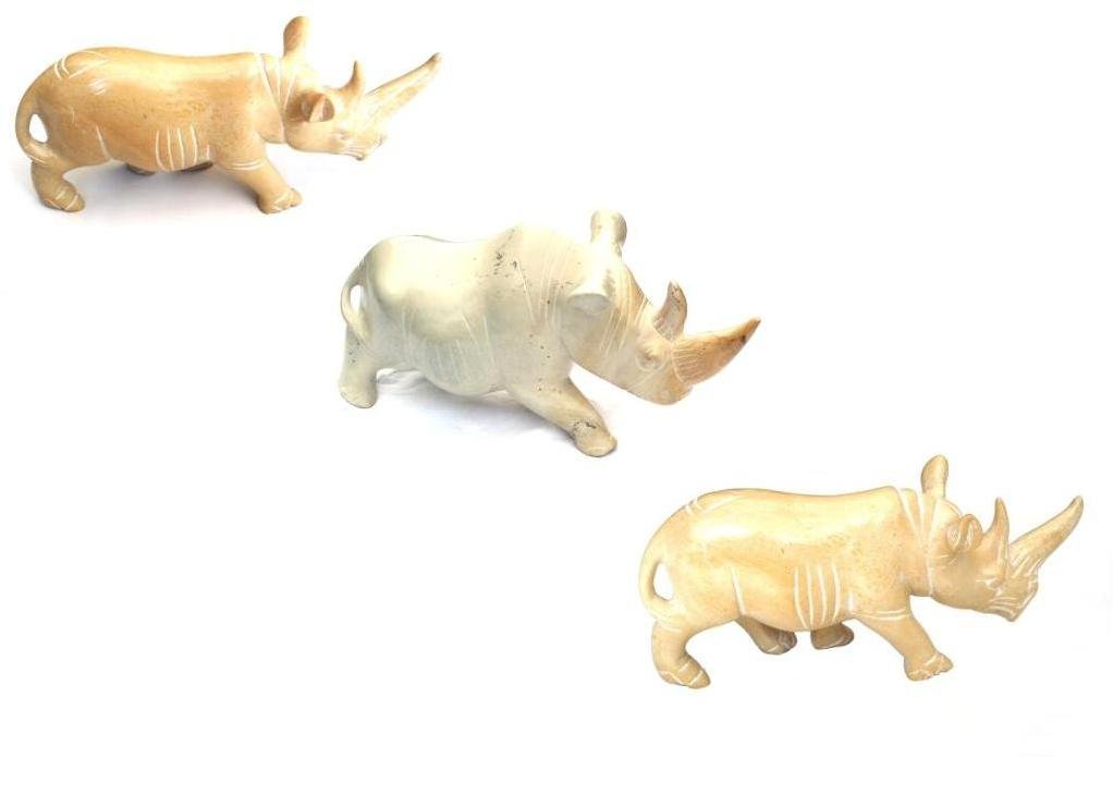Komiro Grey,Pink Katangi Handcrafts Handmade Soapstone Rhino (20Cm)