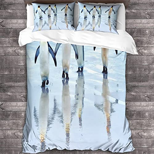 Housse de couette pingouin 220x240 en microfibre 3D pour lit King - 4