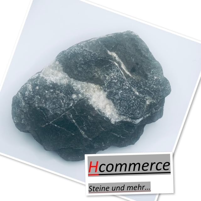 HCommerce Diabas Marmoriert dunkelgrauer Naturstein mit weißen Einschlüssen I Aquarium Rock Quartz (Gr. L 2-3 kg pro Stein) 10Kg