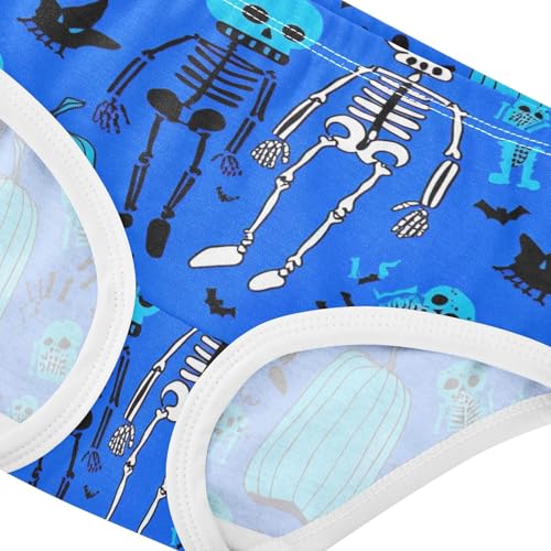 Toddler Underwear Custom 2t Cotton Cute Panties Girl Fancy Underpants Briefs Funny Skeletons Pumpkins Blue4