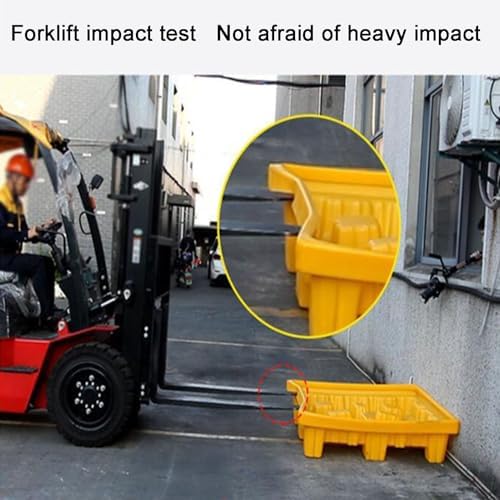 Modular Spill Containment Pallet, Stackable Large Capacity Tray with Drain Outlet for Industrial Leak Control,25.8x14.2x4.7in