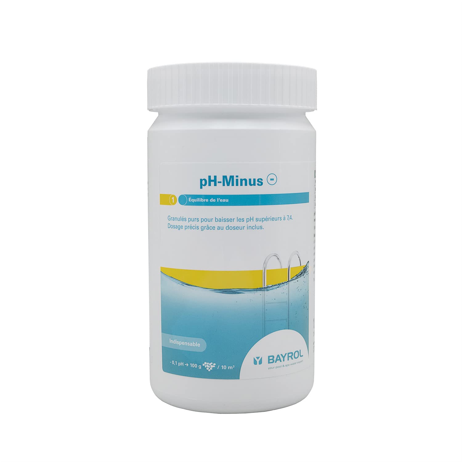 BAYROL pH-Minus Granulés - 1,5kg | Correcteur de pH Solide - Baisse Le pH - Dissolution Rapide + 10 Tests HPS OFFERTS 6 en 1