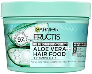 Garnier Fructis Aloe Vera Haarmaske, Leave-In für normales bis trockenes Haar, Mehr Geschmeidigkeit und Glanz, Intensive Feuchtigkeit, Ohne Silikone, Hairfood, 3in1, 400ml