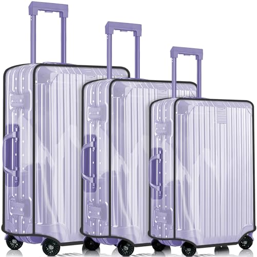 Image of Clear Suitcase Cover - Waterproof Dustproof and Anti-Scratch Luggage Cover - TSA approved Suitcase Protectors, Black Trim-0.4mm, S /M /L Suitcase Cover., Travel