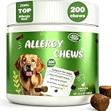 Dog Allergy Chews 200 Ct - Itch Relief for Dogs Immune Support with Colostrum Probiotics Seasonal Allergies Anti-Itch Skin & Coat Supplement, Itchy Skin & Paw Relief Bites - Chicken Flavor