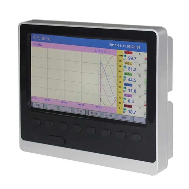 7-calowy ekran dotykowy, elektroniczny regulator temperatury, wielokanałowy rejestrator temperatury i ciśnienia do monitorowania procesów przemysłowych