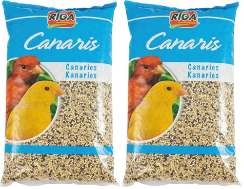 RIGA - Mélange pour Canaris - Nourriture pour Oiseaux - Graines Et en Céréales - Riche en Vitamines Et Minéraux - Sain Et Equilibré - 2KG (Lot de 2)