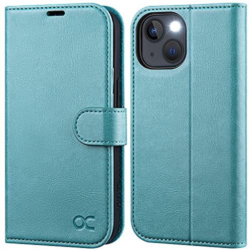 Housse Cuir PU iPhone 13 OCASE Vert l'Alliance de la Protection et du Design
