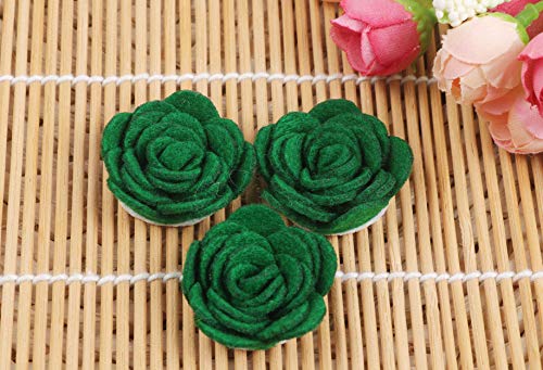 Image of YYCRAFT Pack of 20PCS Felt Flower Rose 1.5 inch 4D Applique /Bow,Emerald Green