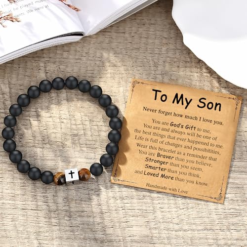 Beaded Cross Bracelet for Men & Boys - Stocking Stuffers for Teens & Adults - Baptism, Confirmation, Easter, Birthday & Christian Christmas Gifts for Him4