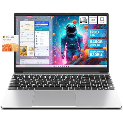jumper Laptop, 12GB RAM 640GB ROM, 5305U Processor, 15.6 Inch Computer with Office 365 1-Year Subscription, FHD IPS Screen, 38Wh Battery, 2 Stereo Speakers, USB3.0 * 2, Type-C, WiFi-5. Cover