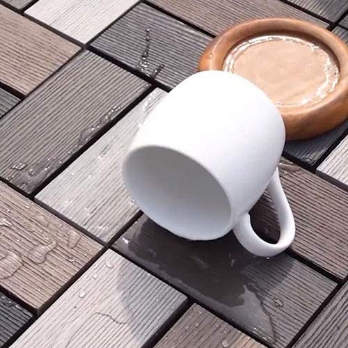 Waterproof Non-Slip WPC Patio Deck Tiles (4-Pack) - UV Resistant Outdoor Flooring for Garden, Pool, Balcony - All-Weather Durable Composite Decking Tiles