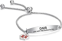 Vista 1 de NanMuc Pulsera de alerta médica para mujeres y hombres, pulsera de emergencia de primeros auxilios de salud grabada ajustable de acero inoxidable