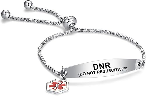 Miniatura 10 de Pulsera de alerta médica para mujeres y hombres, pulsera de emergencia de primeros auxilios de salud grabada ajustable de acero inoxidable