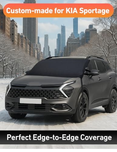 Image of EcoNour Car Snow Cover Compatible for Kia Sportage | Windshield Cover for Ice and Snow with S-Hook Straps | Heavy-Duty 600D Oxford Winter Car Cover, Waterproof & Anti-Slip