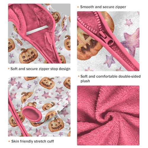 Halloween Pumpkin Toddler Fleece Jacket Baby Girls Hooded Zipper Long Sleeve Thick Warm Outerwear 3-10 Years3